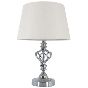 Brightsar TL176 CHROME Polished Chrome Table Lamp with Cream Fabric Shad