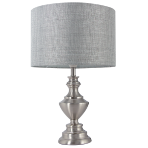 Brightsar TL177 SATIN CHROME Satin Chrome Table Lamp with Smoke Fabric Shade