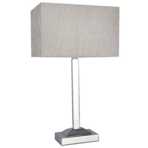 Brightsar TL178 CHROME Polished Chrome Table Lamp with Champagne Fabric Shade
