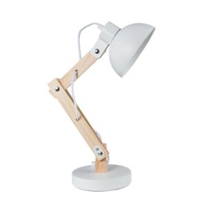 Brightstar TL193 WHITE Metal and Wood Desk Lamp