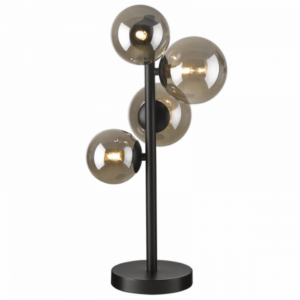 Brightstar TL600 MATT BLACK Table Lamp with Smoke Colour Glass