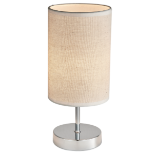 Brightstar TL629 Polished Chrome Table Lamp with Hessian Colour Fabric Shade