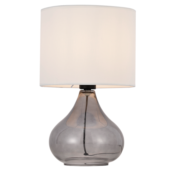 Brightstar TL674 BEIGE Smoke Colour Glass Table Lamp with Beige Shade