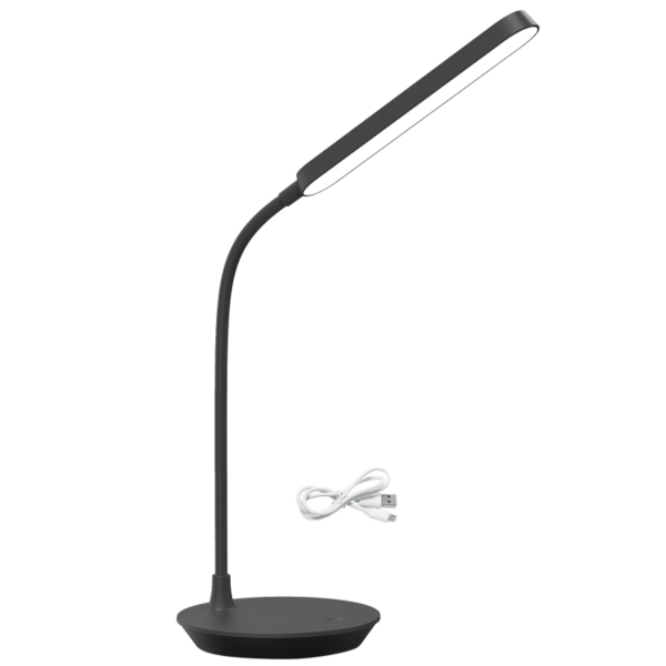 Brightstar TL684 BLACK Rechargeable LED Table Lamp with Flexible Arm, Touch Control and Type C USB Cable
