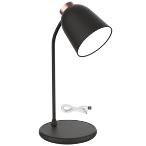 Brightstar TL688 BLACK Rechargeable LED Table Lamp with Flexi Arm and Touch Control, USB Cable