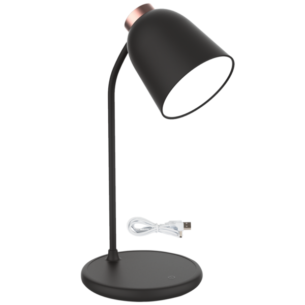 Brightstar TL688 BLACK Rechargeable LED Table Lamp with Flexi Arm and Touch Control, USB Cable