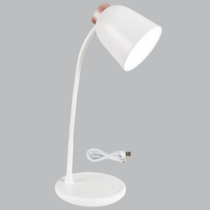 Brightstar TL689 WHITE Rechargeable LED Table Lamp with Flexi Arm and Touch Control, USB Cable