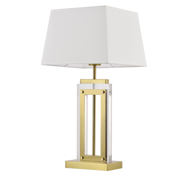Brightstar TL691 BEIGE Acrylic and Metal Base with White Fabric Shade