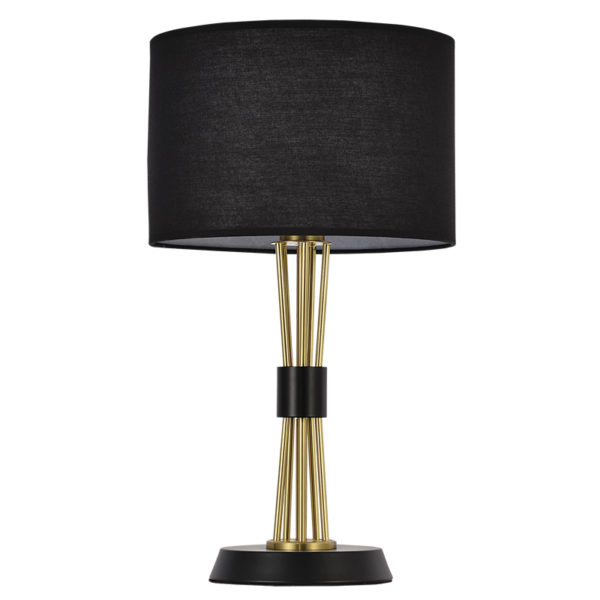 Brightstar TL692 BLACK Metal Table Lamp with Black Fabric Shade