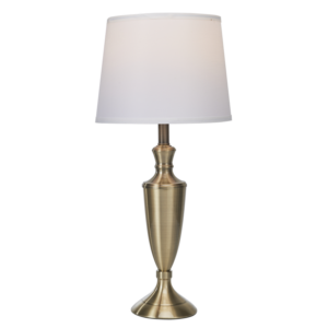 Brightstar TL693 ANTIQUE Antique Brass Table Lamp with White Shade