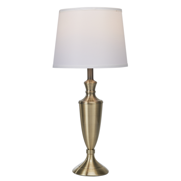 Brightstar TL693 ANTIQUE Antique Brass Table Lamp with White Shade