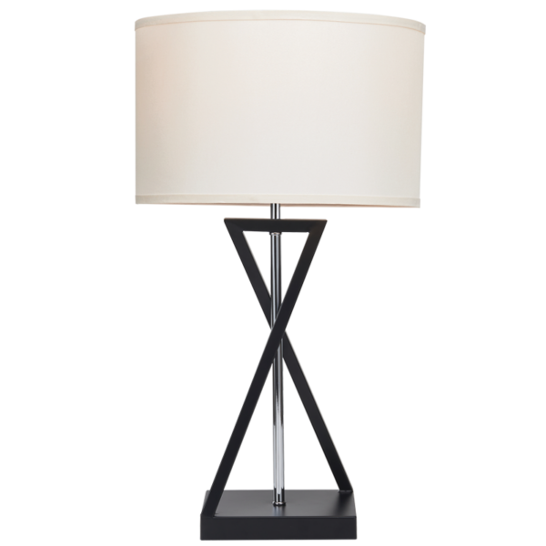 Brightstar TL695 BLACK Metal and Polished Chrome Centre Rod with Beige Shade