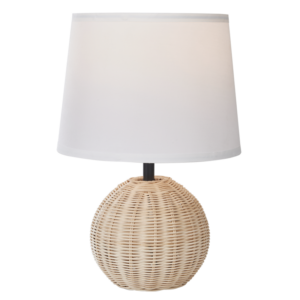 Brightstar TL696 RATTAN Rattan Base with White Fabric Shade