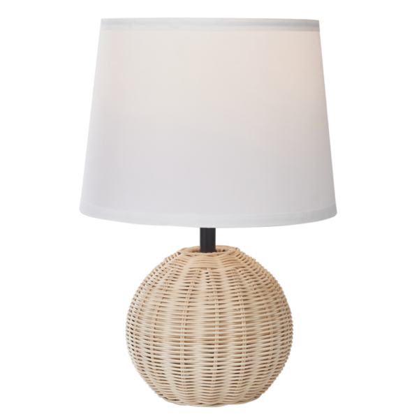 Brightstar TL696 RATTAN Rattan Base with White Fabric Shade