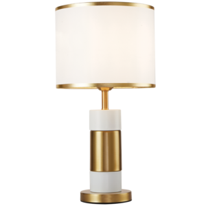 Brightstar TL697 WHITE/GOLD Metal Table Lamp with White Shade