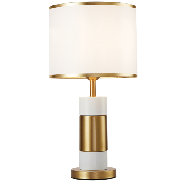 Brightstar TL697 WHITE/GOLD Metal Table Lamp with White Shade