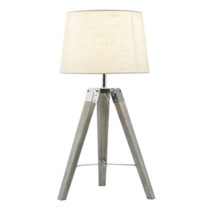 Brightstar TL700 BEIGE Wood and Polished Chrome Table Lamp with Beige Fabric Shade