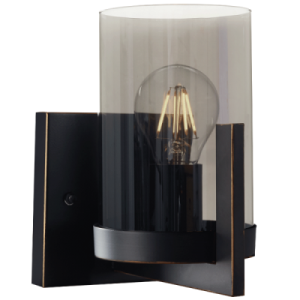 Brightstar WB804/1 BLACK GOLD Metal Wall Bracket with Smoke Colour Glass