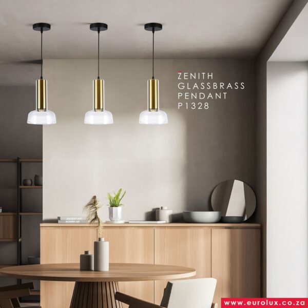 Eurolux P1328 Zenith Glass Pendant Brass - Image 2