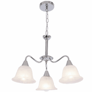 Brightstar CH231/3 Polished Chrome Chandelier with Alabaster Glass