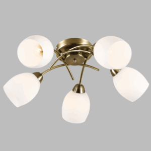 Brightstar CH489/5 ANTIQUE Metal Chandelier with White Glass