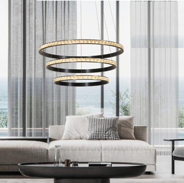 K Light K-LED-485-3 LED Trio Crystal Ring Pendant - Image 3