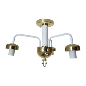 Litex Lamps CF1019/3 PB Polished Brass 3 Light Chandelier with White Column and Arms