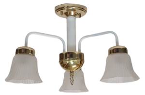 Litex Lamps CF1019/3 PB Polished Brass 3 Light Chandelier with White Column and Arms