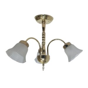 Litex Lamps TRF3249/3 PB 3 Light Ceiling fitting with Ringed Column and Rippled Glasses