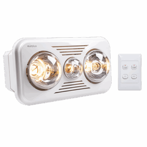 Eurolux C85W Bathroom Rectangular 3 in 1 White Heater, Light & Extractor