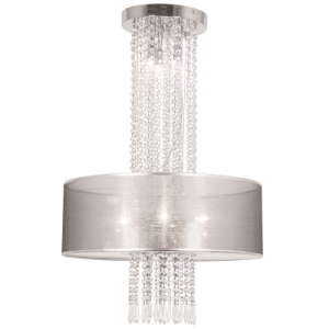 Brightstar CH471/3 CHROME Polished Chrome Chandelier with K9 Crystals and Transparent Grey Outer Shade