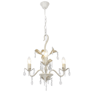 Brightstar CH521/3 FOSSIL WHITE Metal Chandelier with Clear Acrylic Crystals