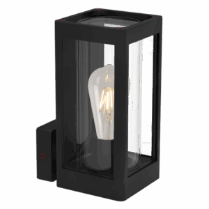 Brightstar L369 Matt Black Up Facing Aluminium Lantern with Clear Glass