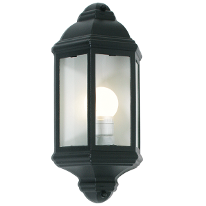 Brightstar L5001 BLACK 3 Panel Half Lantern Die Cast Aluminium with Clear Glass