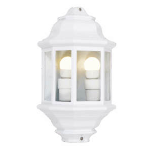 Brightstar L5002 White 5 Panel Half Lantern Die Cast Aluminium with Clear Glass
