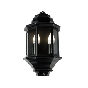 Brightstar L5002 Black 5 Panel Half Lantern Die Cast Aluminium with Clear Glass