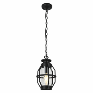 Brightstar L573 BLACK Aluminium and Clear Glass Hanging Lantern