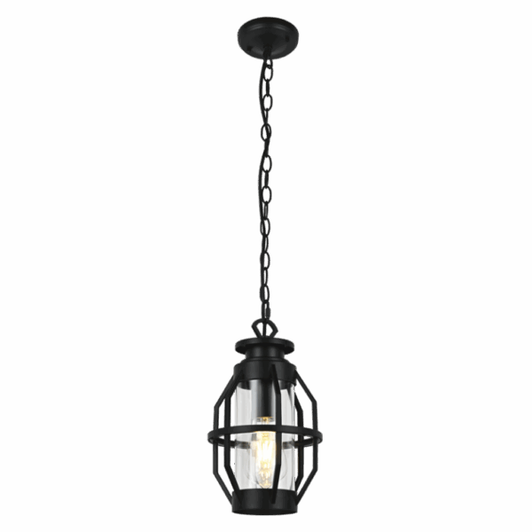 Brightstar L573 BLACK Aluminium and Clear Glass Hanging Lantern