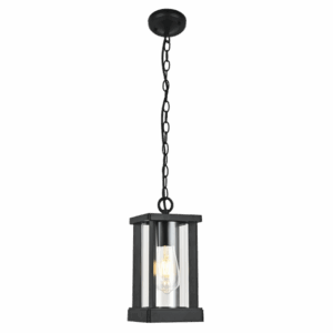 Brightstar L575 BLACK Aluminium and Clear Glass Hanging Lantern