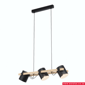 Eurolux P1125 Hornwood 3 Light Steel and Wood Pendant