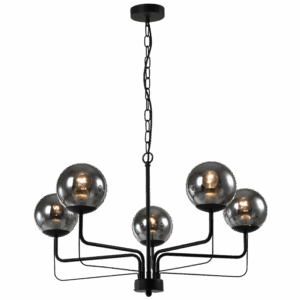 Brightstar CH703 Metal Chandelier with Smokey Glass