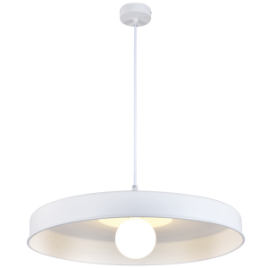 Brightstar PEN099 WHITE White Metal Cord Pendant with White Inner