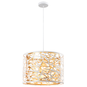 Brightstar PEN146 MATT WHITE Metal Pendant with Inner Gold Metal Frame