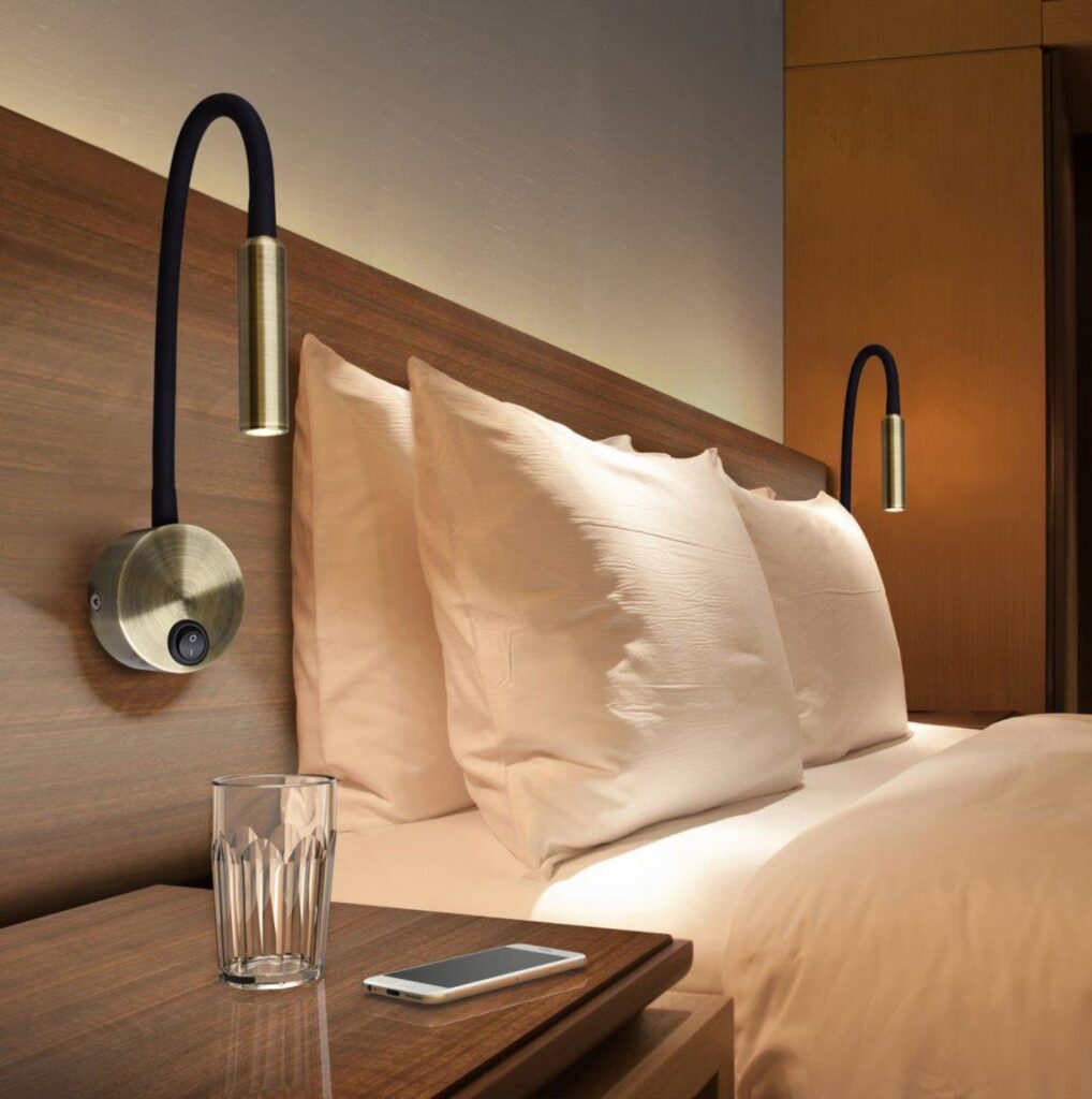 Brightstar WB218 BK/AQ Metal LED Wall Light with Flexible Rubber Arm ...