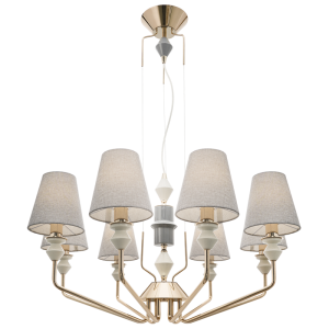 Brightstar CH705 Ceramic Metal Chandelier with Grey Fabric Shades