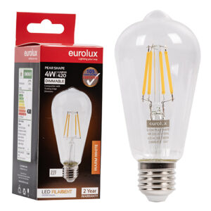 Eurolux G1200 Mini Pear Filament 4w LED E27 3000K Dimmable