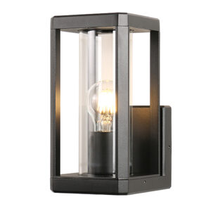 Eurolux O666 Bhok Square Ali Outdoor Wall Light Black with Clear Glass
