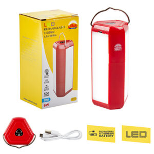 Eurolux RFS70 Rechargeable 3 Sided Lantern Red LED 6w 6500K