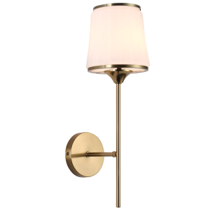 Brightstar WB707/1 BRASS Metal Wall Fitting with Fluted White Glass Shade