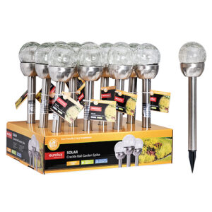 Eurolux H196 Solar Mini Crackle Ball Post Light - Sell in PDQ of 12